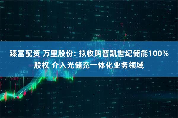 臻富配资 万里股份: 拟收购普凯世纪储能100%股权 介入光储充一体化业务领域